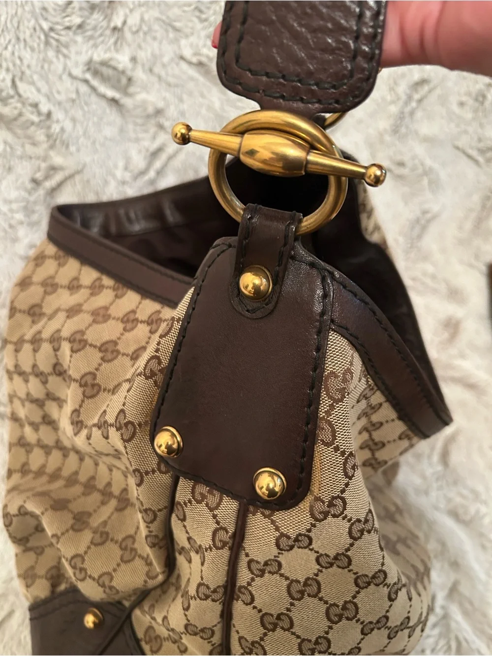 Gucci GG canvas jockey large hobo bag